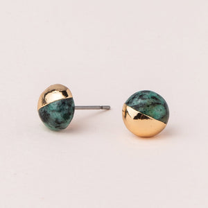 Dipped Stone Stud - African Turquoise / Gold