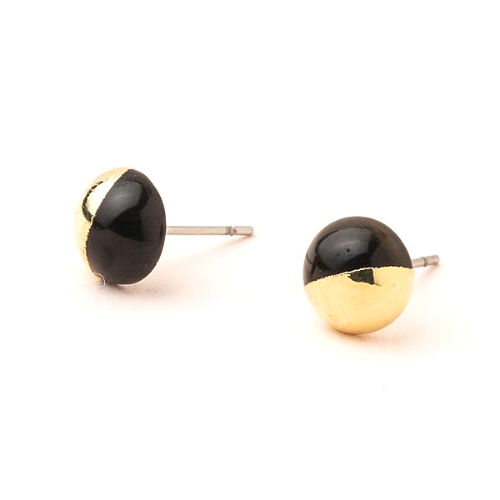 Dipped Stone Stud - Black Spinel / Gold