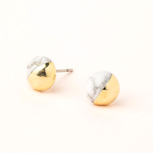 Dipped Stone Stud - Howlite / Gold