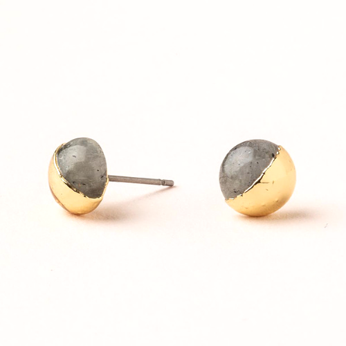 Dipped Stone Stud - Labradorite/Gold