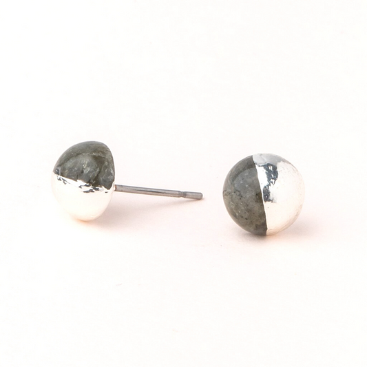 Dipped Stone Stud - Labradorite/Silver