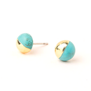 Dipped Stone Stud - Turquoise/Gold