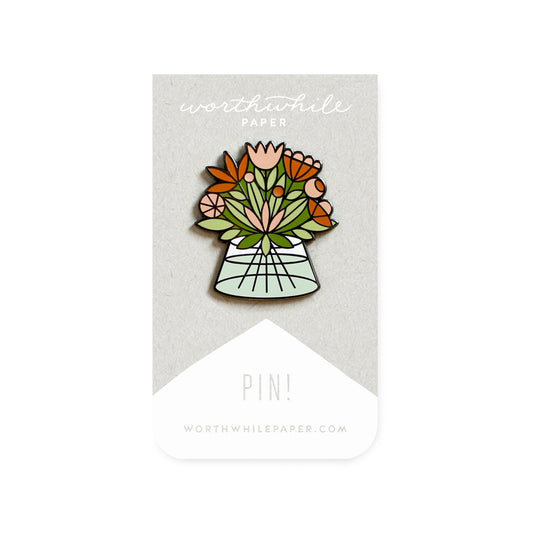 Flower Bouquet Worthwhile Paper Enamel Pin