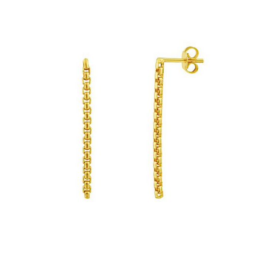Gold Box Link Drop Earrings