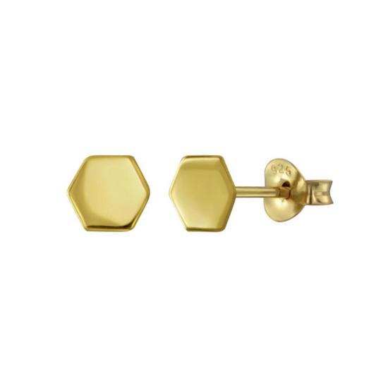Gold Hexagon Chic Studs