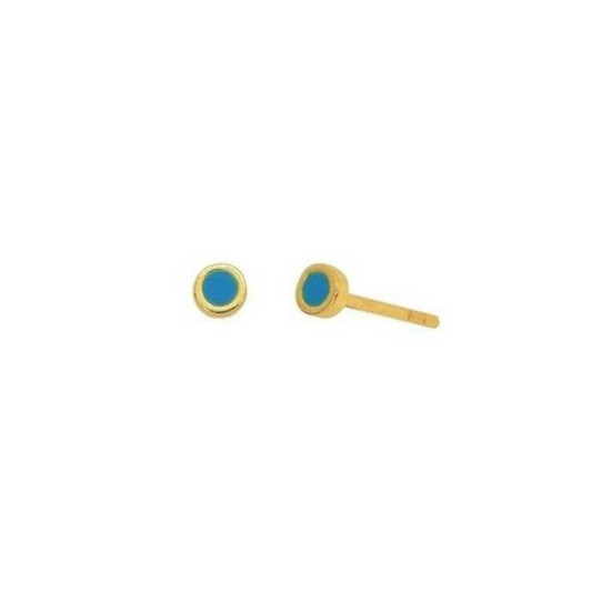 Gold Little Turquoise Circle Studs