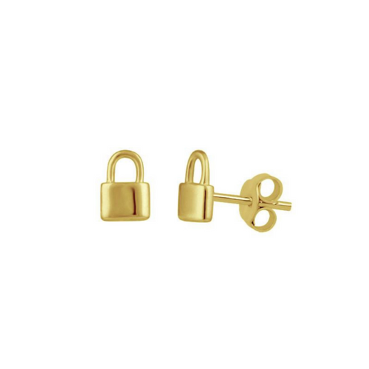 Gold Love Lock Studs