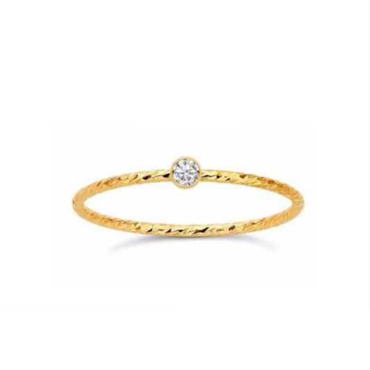 Gold Mini Sparkle Bezel Ring