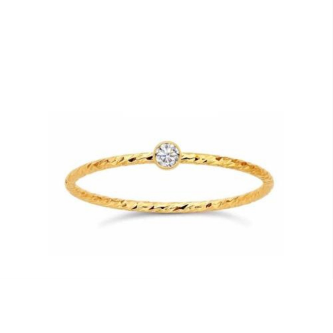 Gold Mini Sparkle Bezel Ring