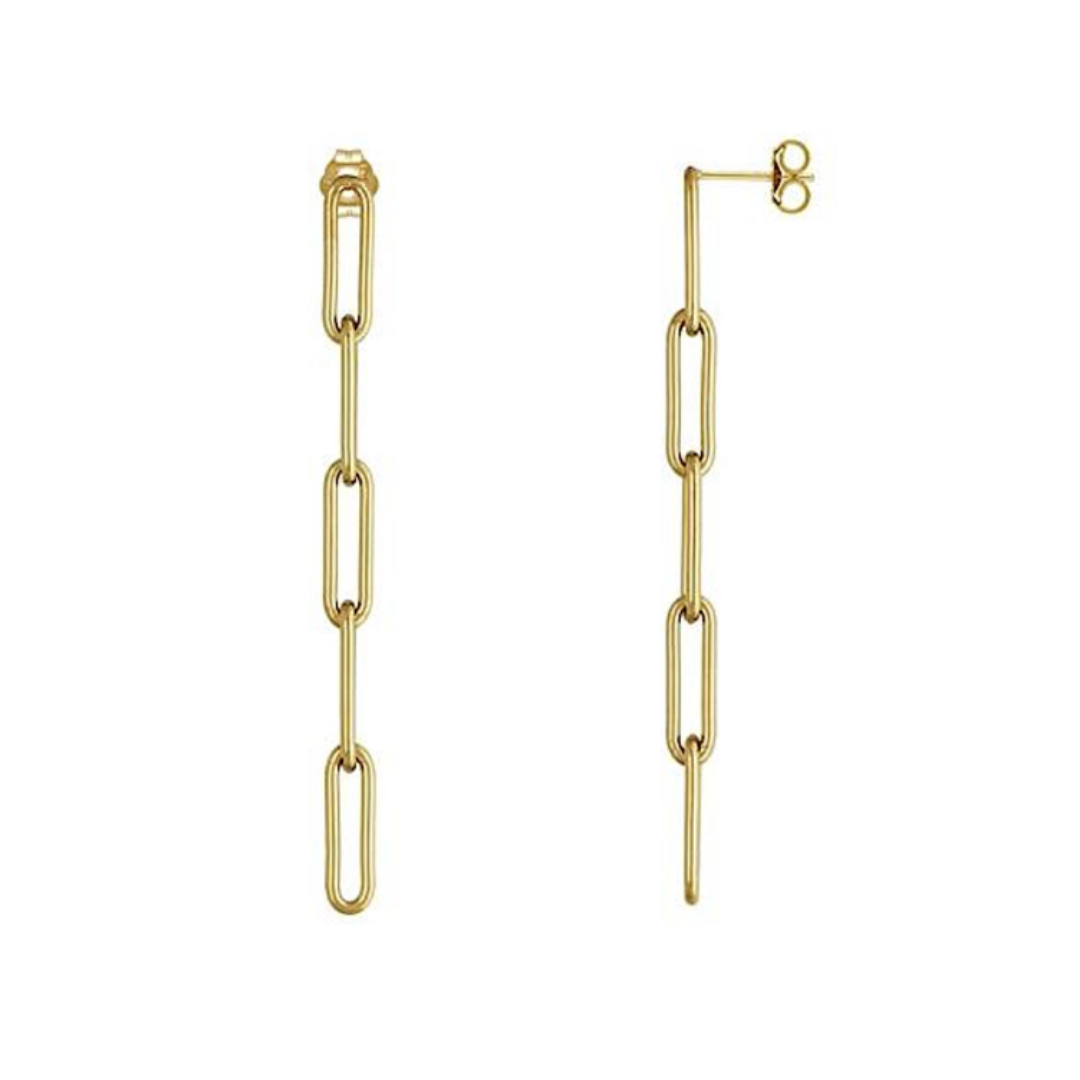 Gold Muse Paperclip Chain Earrings