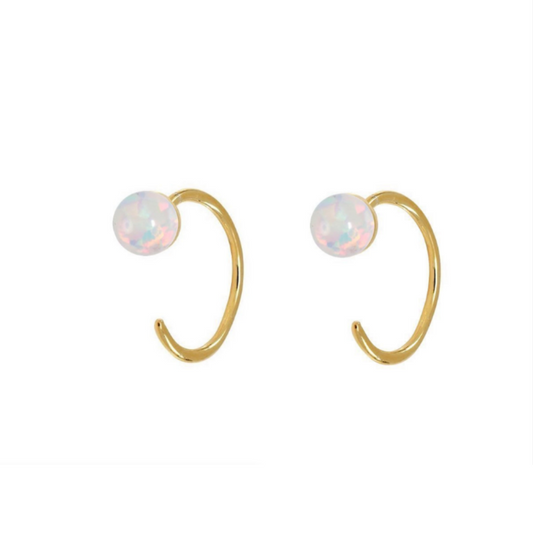 Gold Opal Ball 3/4 Huggies