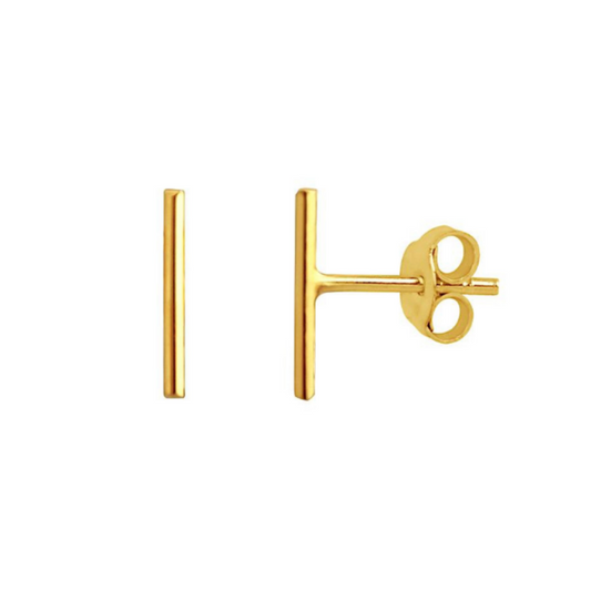 Gold Skinny Bar Studs 10mm