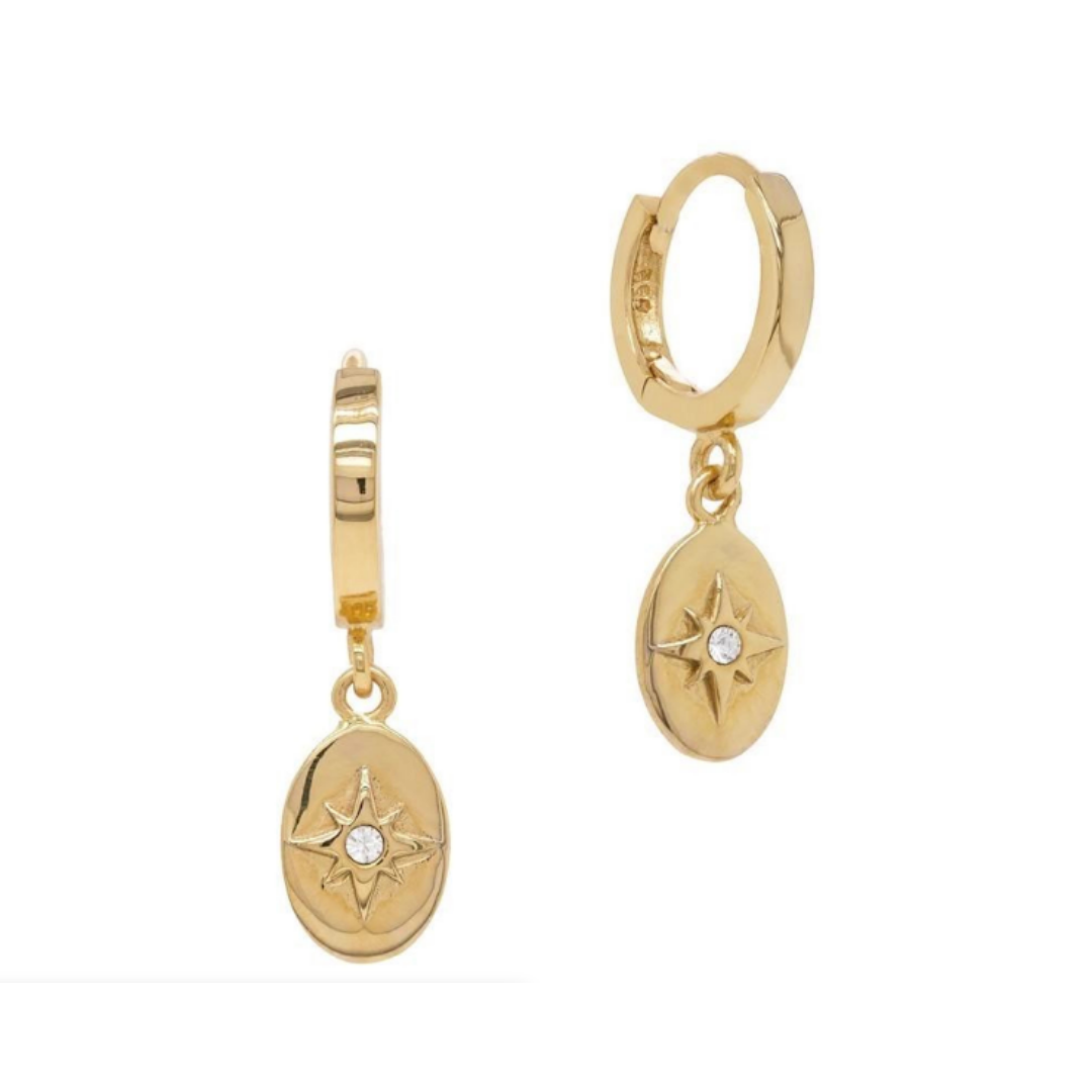 Gold Starry Night Dangle Hoops