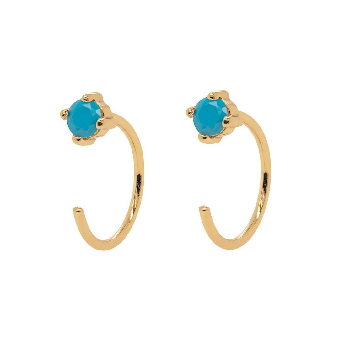 Gold Turquoise Open 3/4 Hoops
