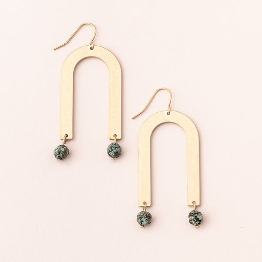Stone Arches Earring - Gold/African Turquoise Stone of Transformation