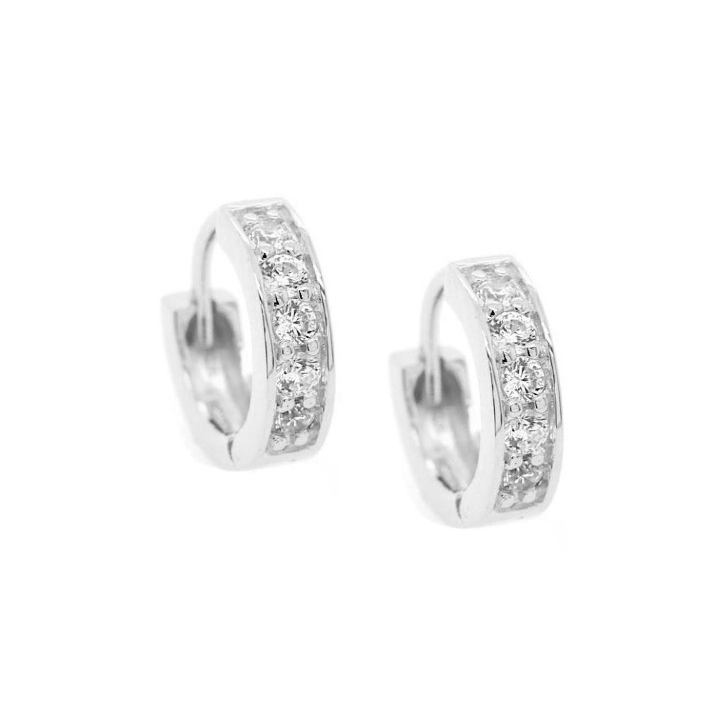 Sparkly Huggie Hoops Silver