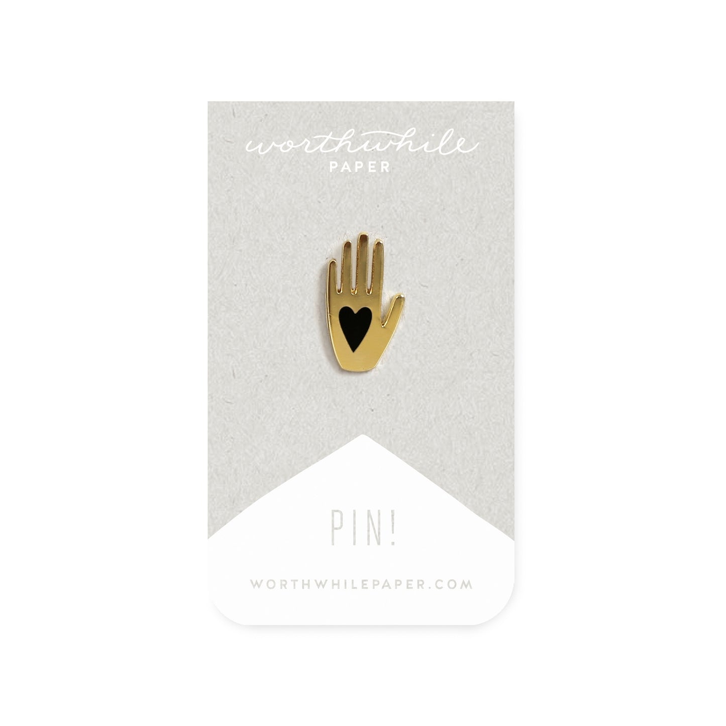 Hand + Heart Worthwhile Paper Enamel Pin