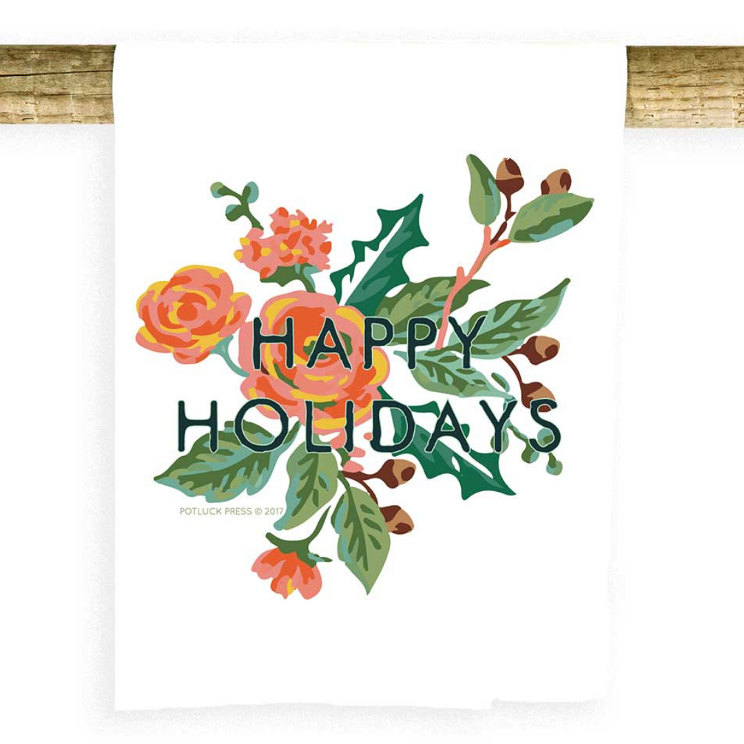 Happy Holidays Bouquet Tea Towel