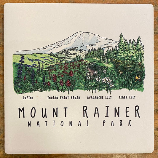 Mount Rainier National Park - Wildflower Montage Coaster