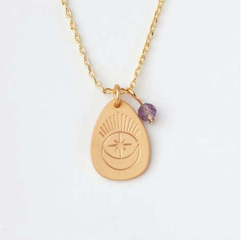 Intention Charm Necklace - Amethyst / Gold