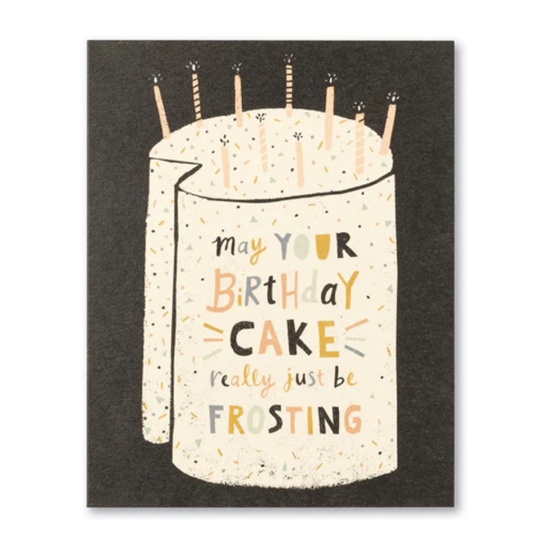 Illustration of a birthday cake with candles and text on a dark background