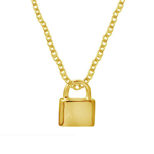 Love Lock Charm Necklace Gold