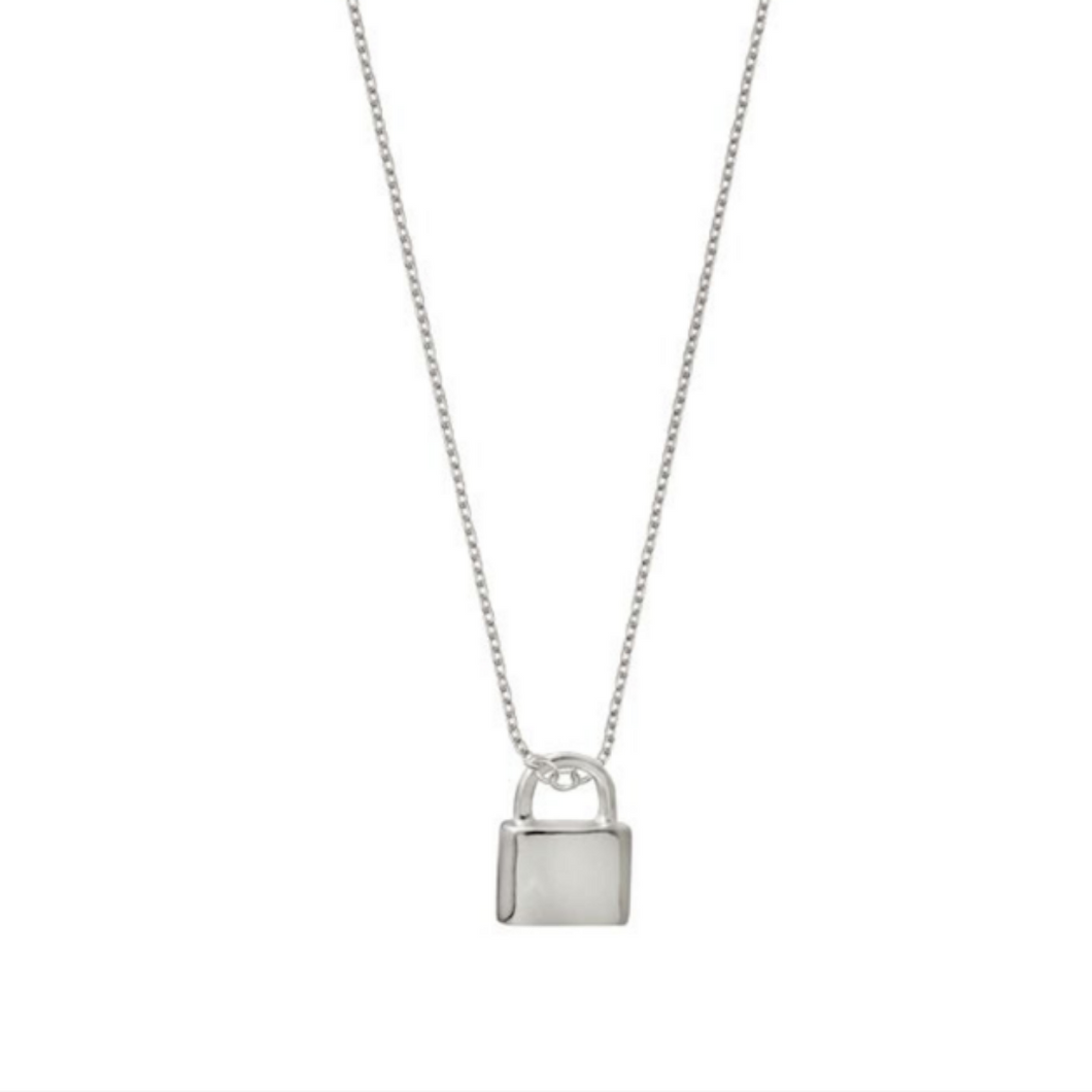 Love Lock Charm Necklace Silver