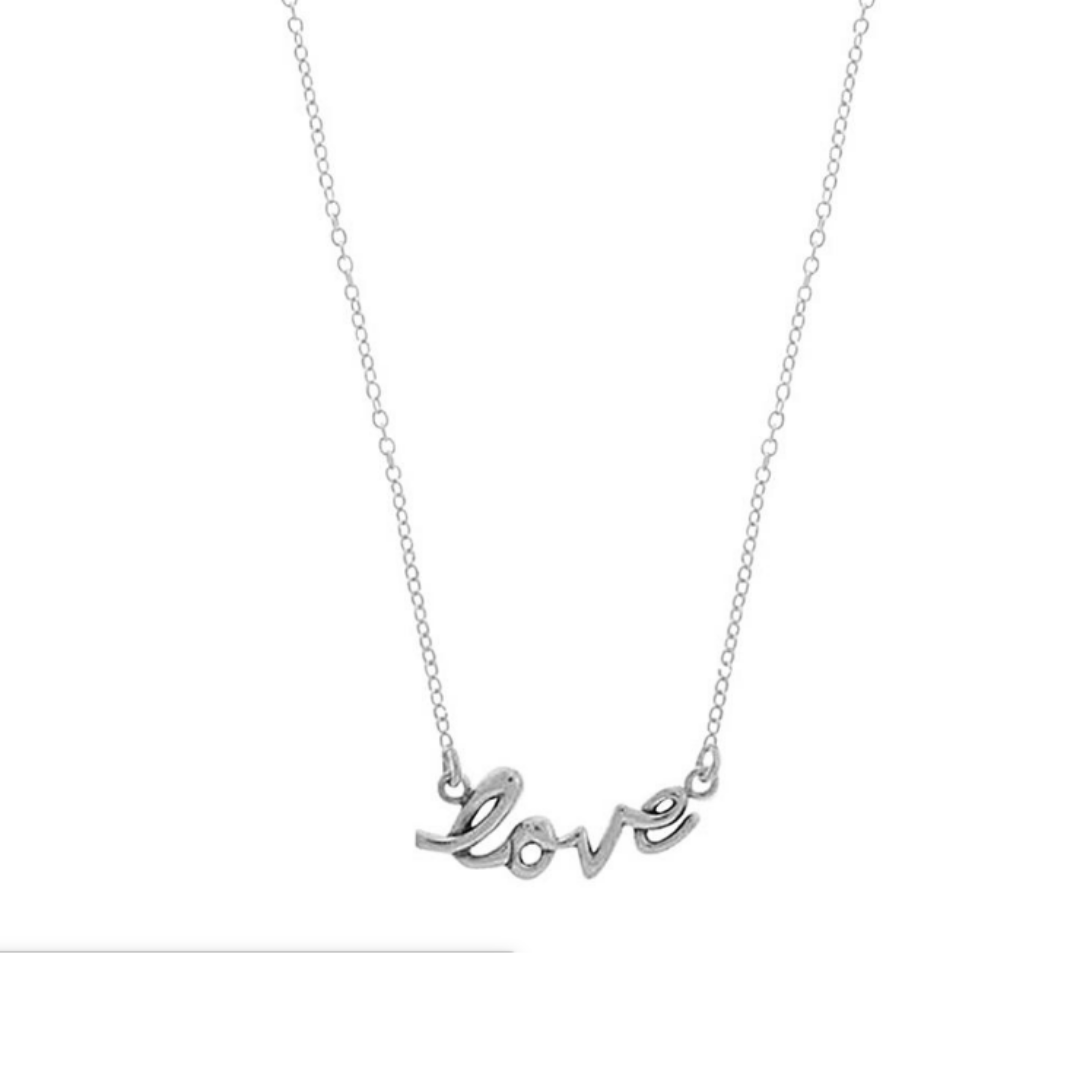 Love script Necklace Silver
