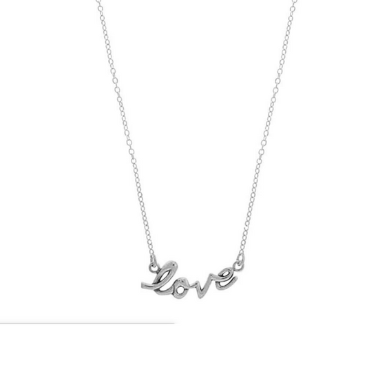 Love script Necklace Silver