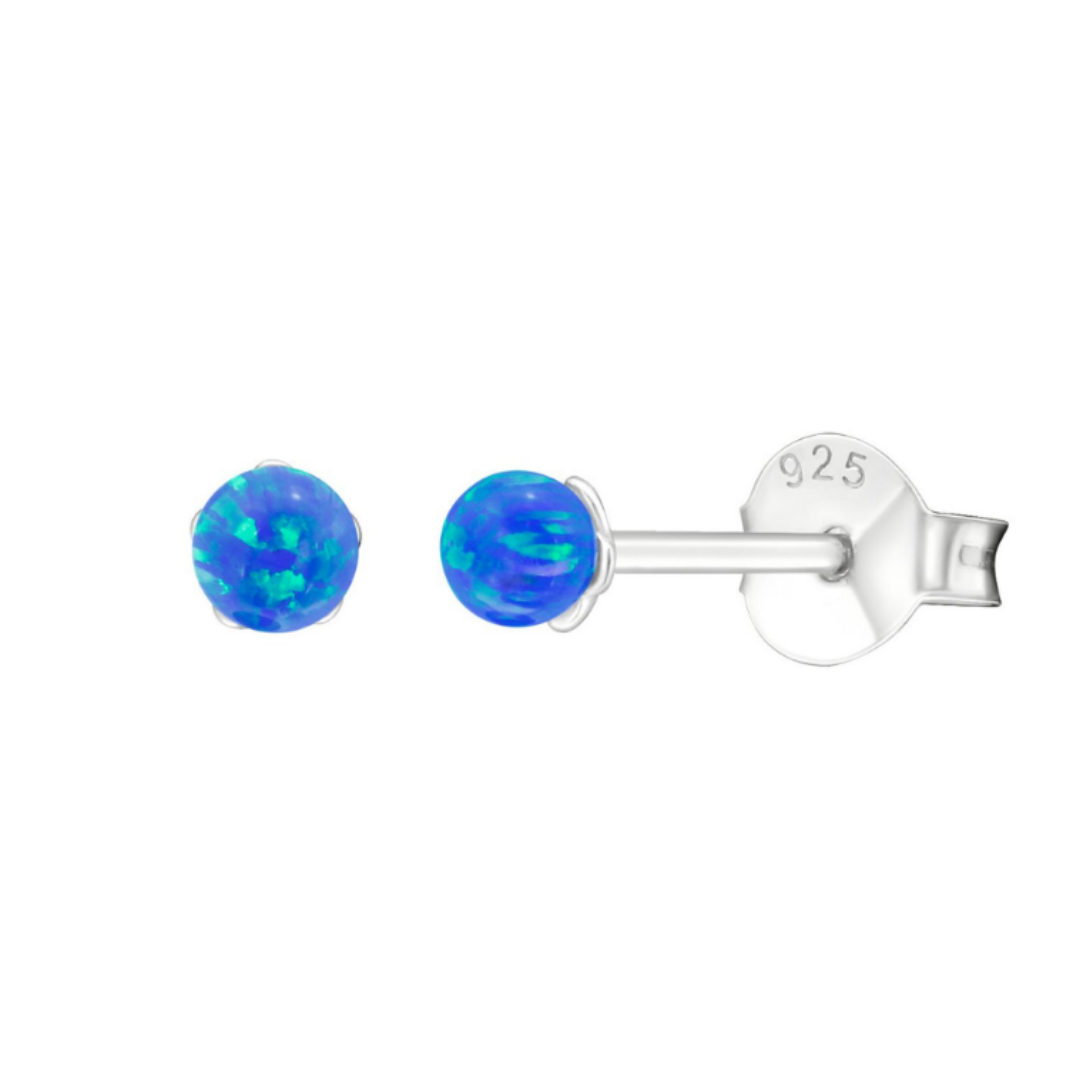 Mini Opal Ball Stud Earrings - Blue