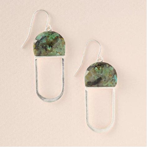 Modern Stone Chandelier Earring - African Turquoise / Silver