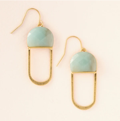 Modern Stone Chandelier Earring - Amazonite / Gold