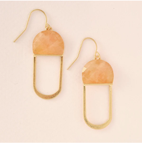 Modern Stone Chandelier Earring - Sunstone / Gold
