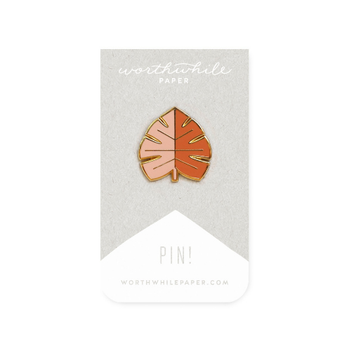 Monstera Leaf Worthwhile Paper Enamel Pin