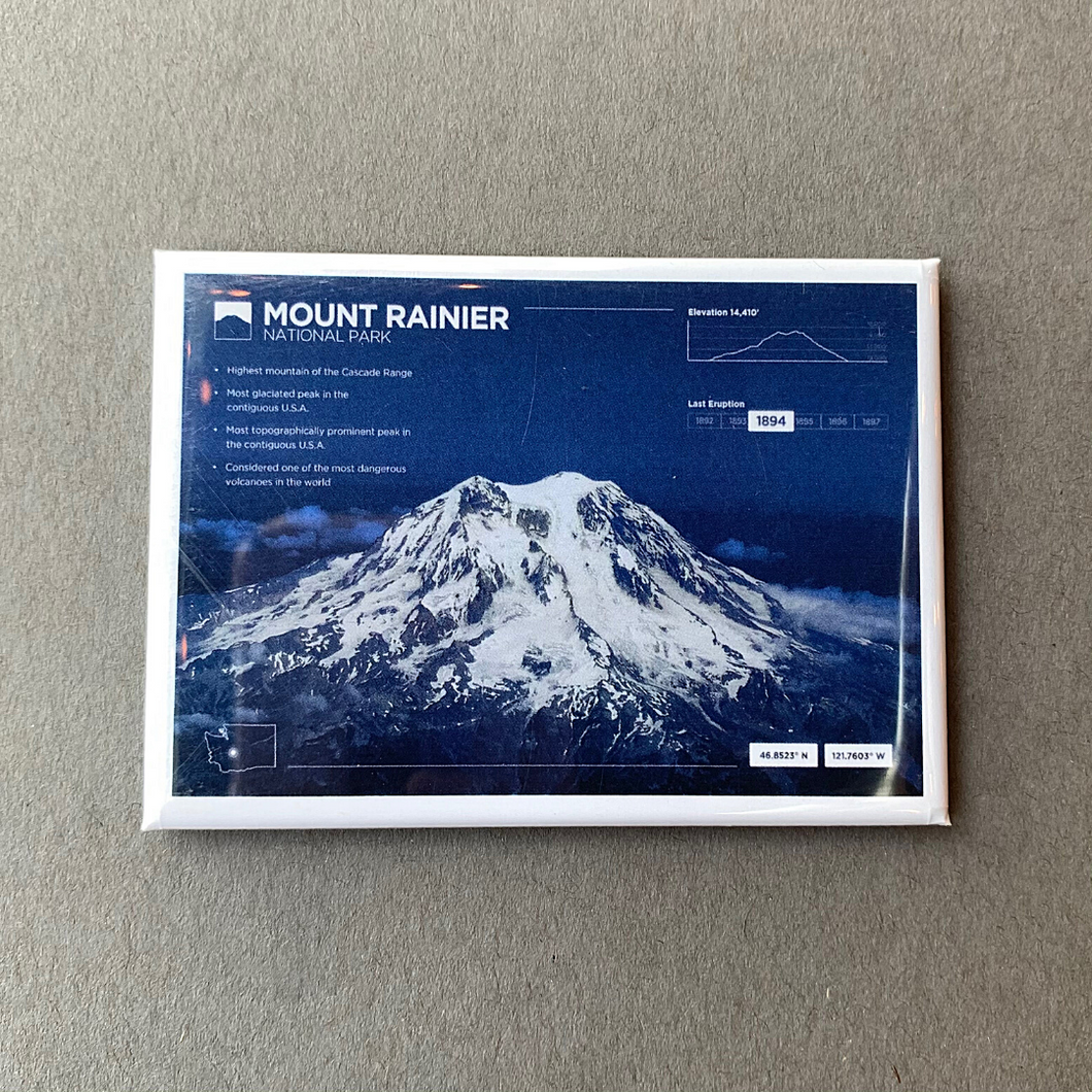 Mount Rainier NP, WA Aerial View Magnet