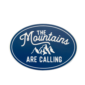 The Mountains are Calling large sticker Navy Oval