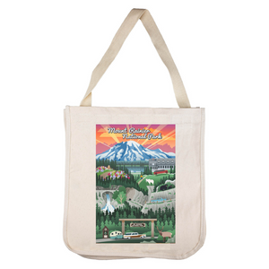 Mount Rainier National Park Retro View Tote Bag
