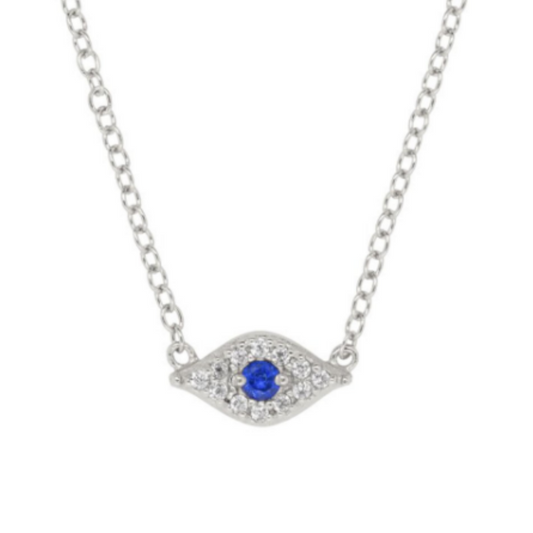 Silver Sparkle Evil Eye Necklace