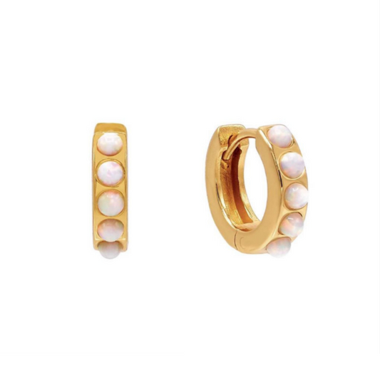 Opal Huggie Earrings Gold