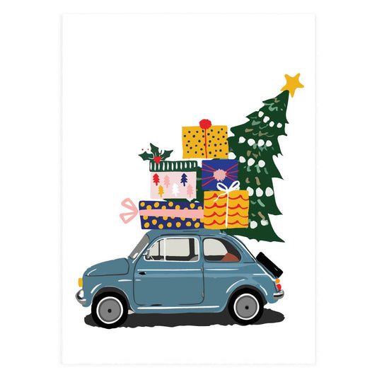 Christmas Fiat With Tree Card