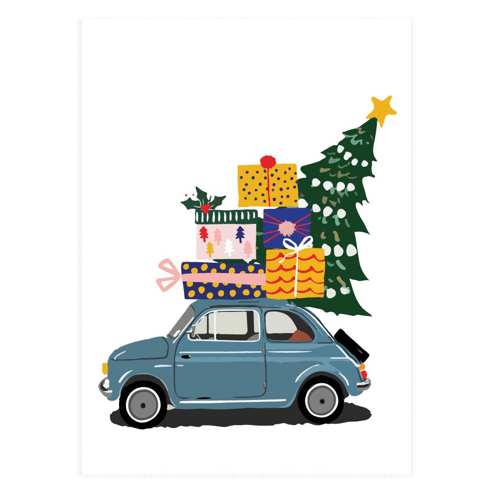 Christmas Fiat With Tree Boxed Cards