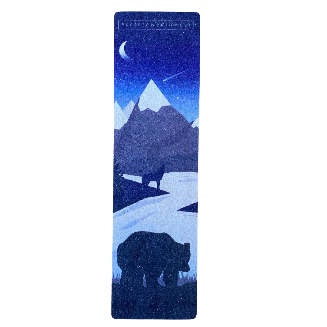 Pacific Northwest - Bear & Mountain Wooden Bookmark