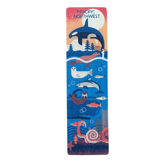 Pacific Northwest - Marine Animals Wooden Bookmark