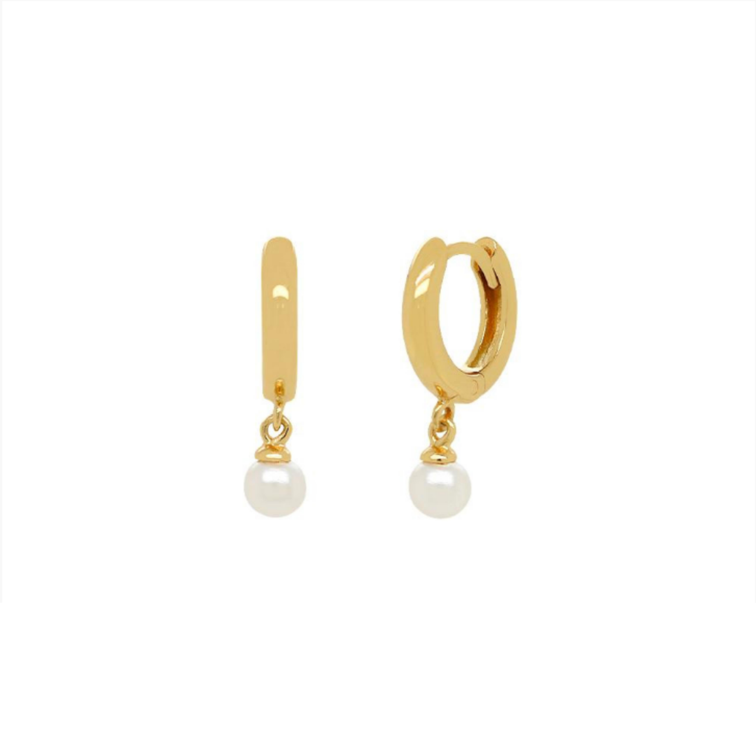 Pearl Huggies Earrings Gold