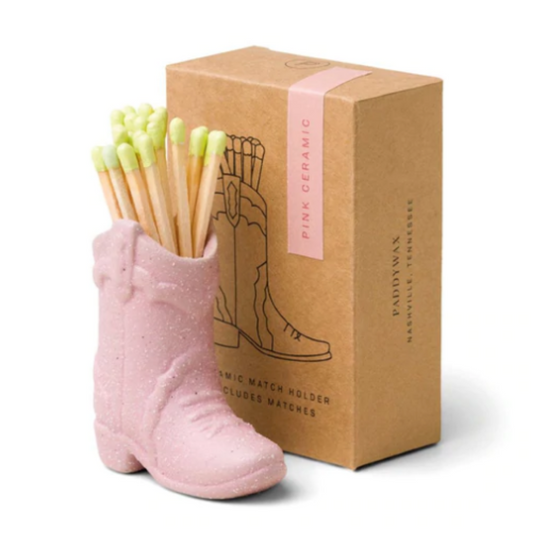 Paddywax Pink Vintage Match Holder Cowboy Boot