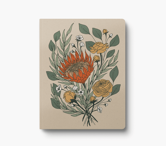 Protea Flowers Large Layflat Notebook-Lined
