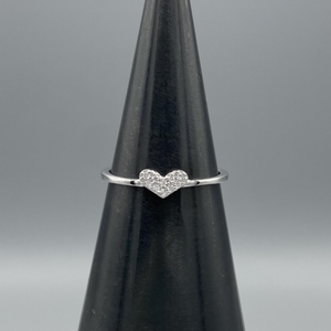 Silver Tiny Pave Heart Ring