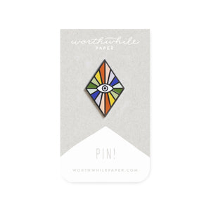 Rainbow Eye Worthwhile Paper Enamel Pin