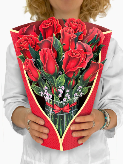 Red Roses FreshCut Paper Card