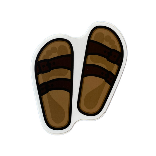 Leather Sandals/ Large Printed Sticker